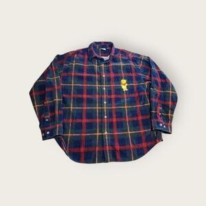 VTG Disney green plaid Winnie the Pooh embroidered collared button down shirt